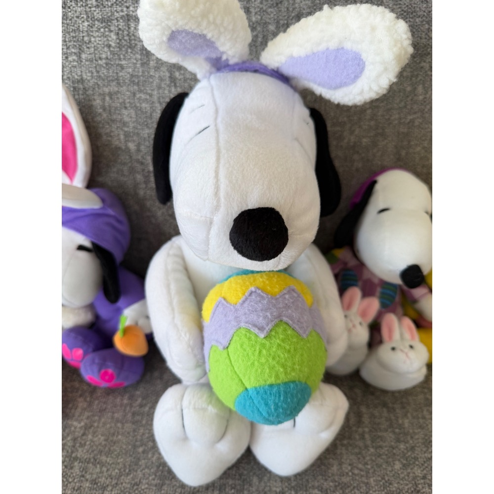 Peanuts Snoopy Woodstock Easter Plush Lot 5pc Bunny Ears Egg Pajamas Hearts - Picture 3 of 7